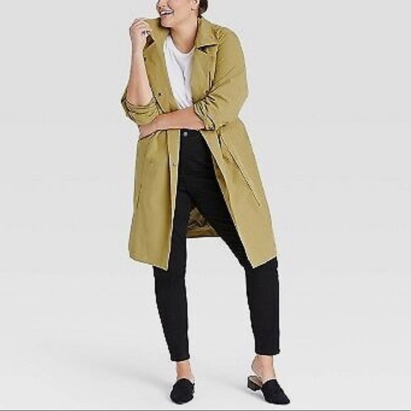 Ava & Viv Women's Plus Size Trench Coat-Green(olive) - Picture 3 of 6